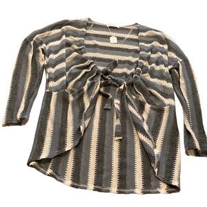 NWT Ces Femme Blue, Gray and Cream Cardigan Size Small